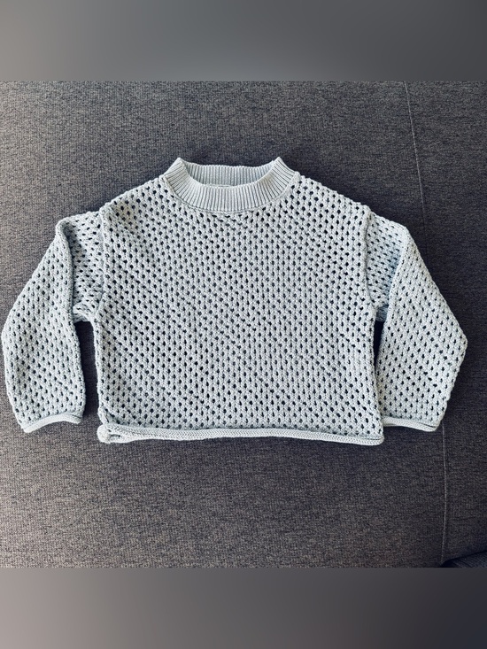 Zara Other - Zara Light Blue Open Knit Mesh Crochet Sweater Top Girls 9-10 Coastal Layering